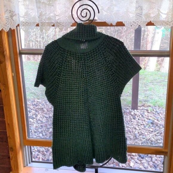 Orange Fountain Village Thick-Knitted Sz L/XL Cowl Neck Deep Army Green Sweater - Picture 2 of 8